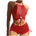 thumbnail image 2 of Cameland Women Solid-Color Split Body Sexy Backless Bikini Swimsuit Set, 2 of 5
