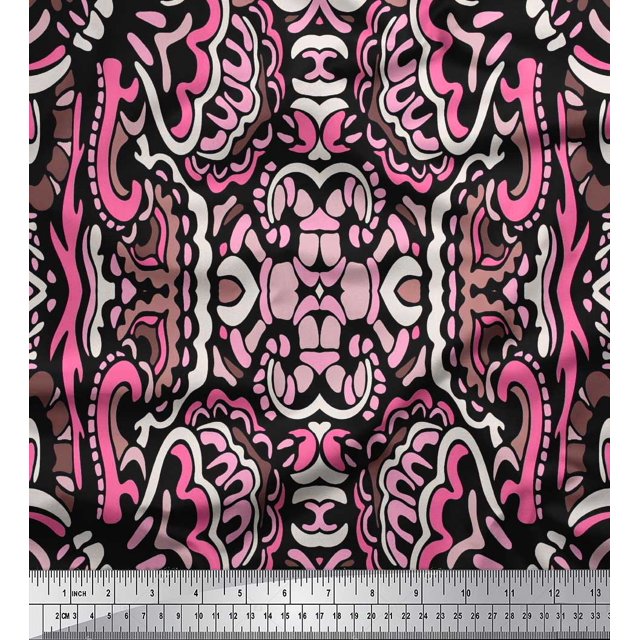 Soimoi Poly Georgette Fabric Floral & Paisley Decorative Print Sewing Fabric Yard 52 Inch Wide
