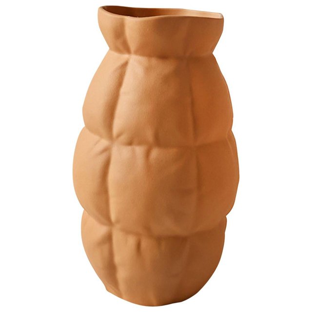 GUOOL Ceramic Vase Flower Container Decorative Vase for Office Dining Table Decoration Orange