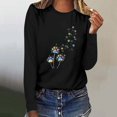 thumbnail image 2 of Pisexur Hauts pour Femmes Mode d'Automne T-Shirt à Imprimé Graphique Amusant Col Rond Manches Longues Chemises pour Femmes Chic Décontracté Hauts de Sortie Confort Polyvalent Blouses Légères, 2 of 5