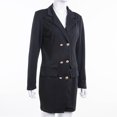 thumbnail image 2 of Manteaux Blazer Longs Unis Formels pour Femmes à Double Boutonnage, Col à Revers, Blazer à Boutons Dorés, Blazers de Bureau pour Femme, 2 of 5