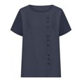 thumbnail image 5 of Timegard Hauts Grande Taille pour Femmes Col Rond Manches Courtes Bouton Blouse Légère Décontractée Ample Hauts, 5 of 5
