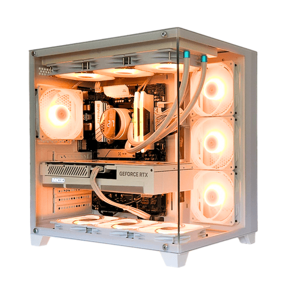 Delta Labs Jasmin White Gaming PC – Ryzen 7 7700X 8-Core, Radeon RX 9060 XT 8GB GDDR6, 32GB DDR5 RAM, 1TB NVMe SSD, Wi-Fi, Windows 11 Home