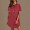 thumbnail image 1 of Ovzne Robes pour Femmes Robe d'Été pour Femme Chemise-Jupe Boutonnée avec Col en Coton et Lin Mini-Robe Chemise-Robe Robe de Printemps Liquidation, 1 of 7