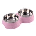thumbnail image 2 of Riforla Dog Double Bowl Puppy Food Feeder Stainless Steel Drinking Dish Feeding Supplies Small Dog Accessories Stainless Steel Tableware Pink One Size, 2 of 3