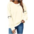 thumbnail image 1 of LMKIHUSA Chandail Graphique d'Halloween pour Femmes Saison Effrayante Squelette Cœur Chandail à Enfiler Hauts Manches Longues Col Rond Blouses Douces Décontracté Tendance 2025 Chandail Beige,TTG, 1 of 4