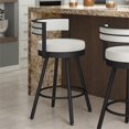 thumbnail image 3 of Amisco Eller 27" Faux Leather Swivel Counter Stool in Off White Black, 3 of 6