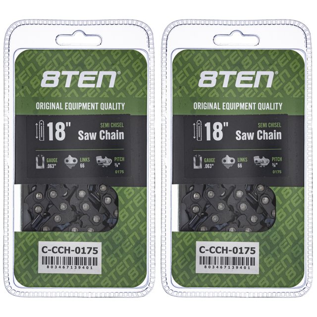 Semi Chisel Chainsaw Chain 18 inch .063 3/8 Pitch 66DL for Stihl MS260 2 Pack 810-CCC2397H