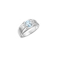 thumbnail image 3 of RYLOS Men's Rings Sterling Silver Classic 7X5MM Oval Gemstone & Diamond Ring Aquamarine March Birthstone Rings For Men, Silver Rings, Size 13, 3 of 7