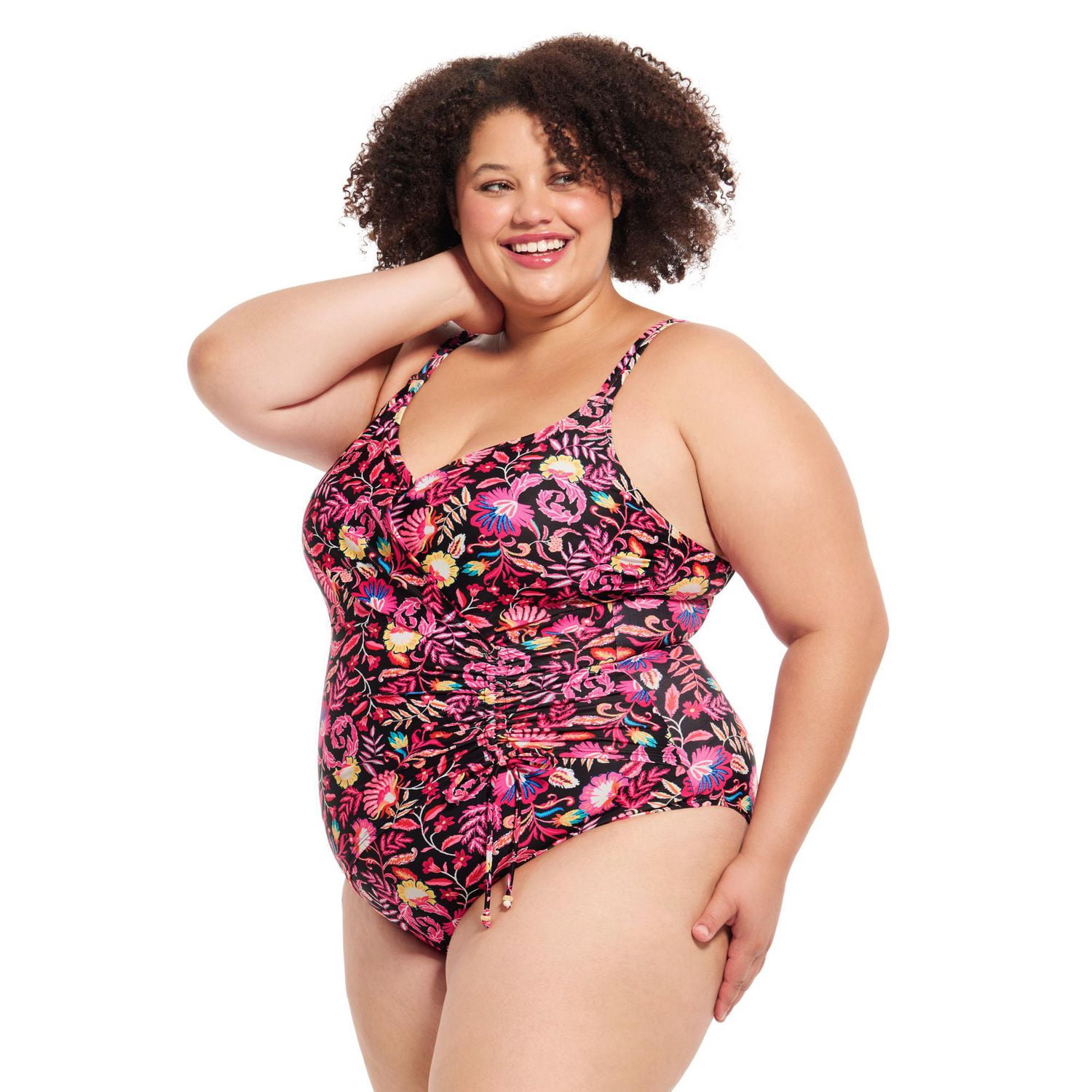 Maillot de bain une-pièce Krista pour femme à encolure en V avec fronces l’avant