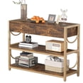 thumbnail image 4 of AKDSteel Table Console de Luxe Léger avec Tiroirs, Table d'Entrée Brun Rustique avec Cadre en U Doré et Deux Étagères, 4 of 7