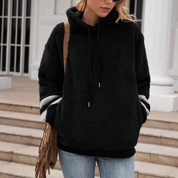 Simua Womens Hoodies Sherpa Pullover Sweater Fuzzy Fleece Sweatshirt Hoodie Cozy Outerwear with Pockets