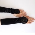 thumbnail image 4 of Gants Noirs Mitaines Sans Doigts Gants Longs Mariage Mariée Mode Paragraphe Gants en Dentelle, 4 of 5