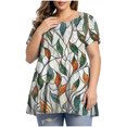 thumbnail image 2 of Ovzne Robes Grande Taille pour Femmes Rondes Robe de Plage Robe Ample à Manches Courtes Style Rétro Imprimé Col Rond Robe Grande Taille Robe Col Rond Printemps Robe Courte Sl, 2 of 6