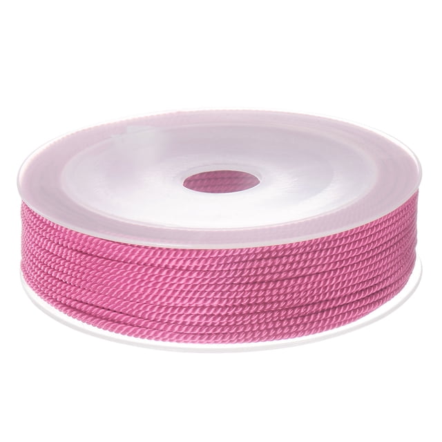 Unique Bargains Twisted Nylon Twine Thread Beading Cord 1.5mm 20M/65 Feet Extra Strong Braided Nylon String, Pink Pearl
