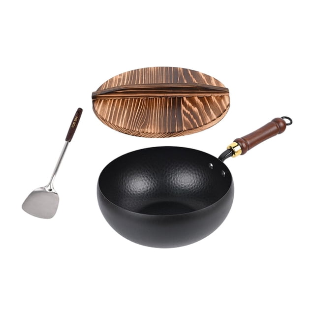 Siruishop 9.45inch Wok Pan Boiling Induction Cooker Cookware for Hotel Restaurant Home Hammer pattern
