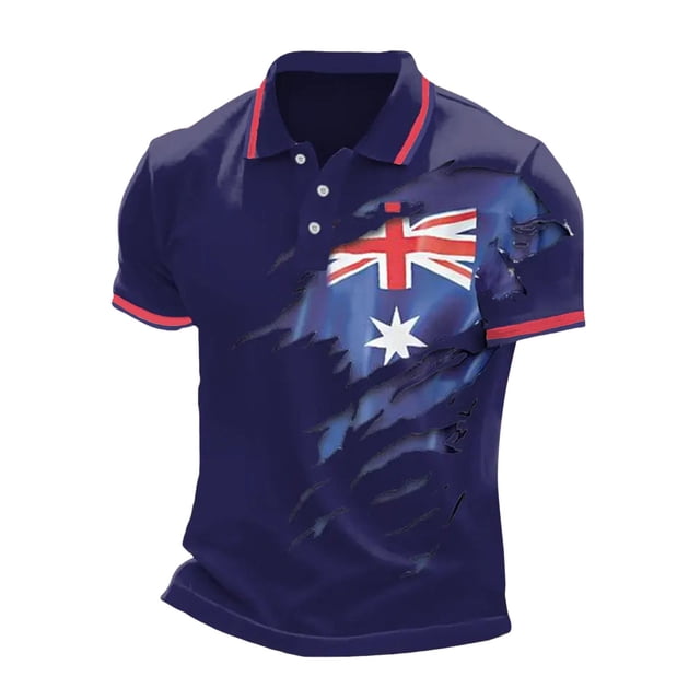 SHIXIAOO Homme Drapeau du Royaume-Uni Jack Imprimé Décontracté Affaires Manches Raglan Bouton Col à Revers Imprimé Festif Célébration Haut Concert T-Shirts pour Hommes T-Shirts pour Hommes Mode Designer Coupe Ajustée Chemises pour Hommes Grande Taille Hommes