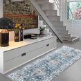 thumbnail image 2 of Garvee 2'x6' Vintage Distressed Runner Rugs Hallway Rug, Washable Retro Medallion Rug Non-Slip Stain Resistant Indoor Carpet for Bedroom Kitchen, Blue, 2 of 8