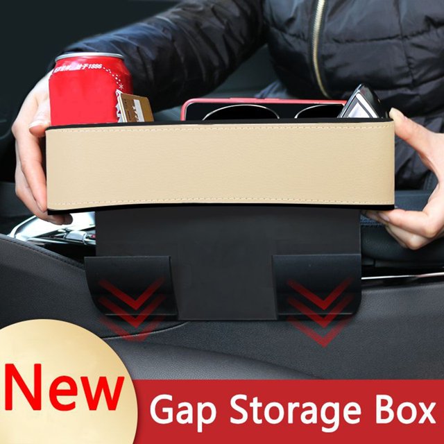Car Storage Box Seat Gap Filled Reserved Charging Port PU Leather Multifunctional Car Cup Holder