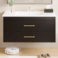 thumbnail image 1 of Modern Floating Bathroom Vanity – 36 Inch Wall Mounted Cabinet with Double Soft-Close Drawers, Gold Handles, Ceramic Basin, Easy Assembly – Black, 36 inches, 1 of 6