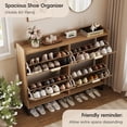 thumbnail image 4 of Conate Rattan Shoe Cabinet with 4 Flip Drawers, Modern 40 Pair Shoe Storage Cabinet for Entryway with Hidden Golden Handles, 4 of 13