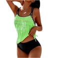 thumbnail image 1 of Pisexur Two Piece Tankini Swimsuits for Women Crew Neck Ruched Tummy Control Bathing Suits Tankini Top Swimwear with Shorts S-2XL, 1 of 4