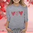 thumbnail image 2 of PMVFHDE Hauts d'Été pour Filles T-Shirts Graphiques pour Filles Hauts d'Été Tendance Hauts pour Filles Robes T-Shirts pour Filles Imprimé de la Saint-Valentin Col Rond Fonctionnel Manches 3/4 T-Shirt Gris, 3-4 Ans, 2 of 4