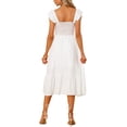 thumbnail image 3 of INSPIRE CHIC Women's Sundress Square Neck Ruffle Tiered Boho Midi Dress M White, 3 of 6