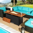 thumbnail image 4 of Costway 57" Rectangular Propane Gas Fire Pit 50,000 Btu Heater Stainless Steel Outdoor Table Brown, 4 of 10