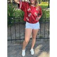 thumbnail image 3 of Fortune Hauts à Sequins pour Femmes Manches Courtes T-Shirts Imprimé Rugby Brillants Scintillants Tee Ample, 3 of 9