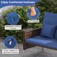 thumbnail image 4 of Gymax 2PCS Wicker Loveseat & Storage Ottoman w/ 4-Level Backrest & Soft Cushion Navy, 4 of 9