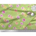 thumbnail image 2 of Soimoi Green Poly Georgette Fabric Leaves & Grandiflora Roses Floral Print Sewing Fabric Yard 52 Inch Wide, 2 of 5