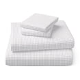 thumbnail image 2 of Mainstays Kids 220TC Cotton Grid Gray Double, 4 Piece Sheet Set, 2 of 8