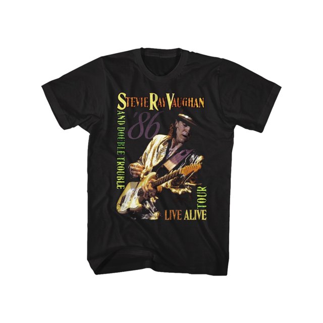 Stevie Ray Vaughn Live Alive Tour Black Adult T-Shirt Tee