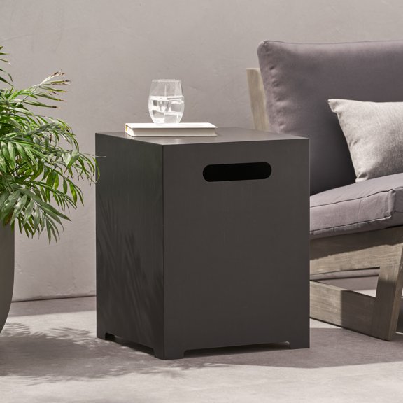 Kosynda Table Cache-Réservoir de Propane pour Foyer au Gaz, Table Cache-Réservoir de Gril en Béton avec Poignées Latérales, Table d'Appoint Extérieure de 15 Po pour Foyer, Patio, Gris Foncé
