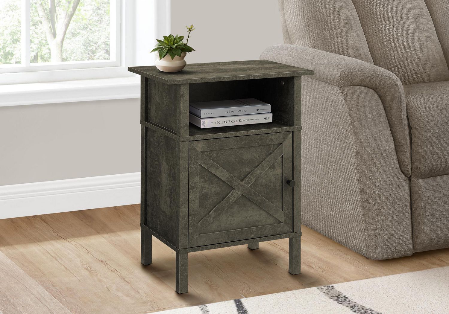 Monarch Specialties  Table D'appoint, Table D'appoint, Bout, Salon, Petit, Rangement, Stratifié En Bronze Foncé, Transitionnel