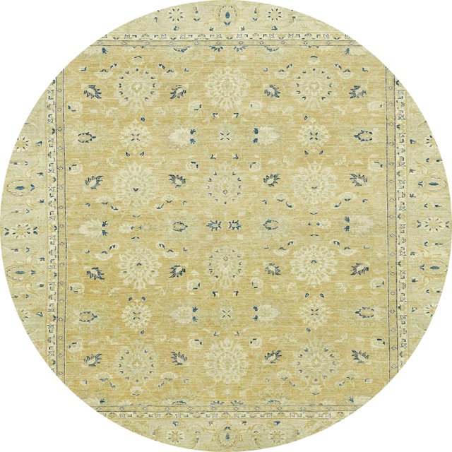 Ahgly Company Tapis Rond Abstrait Marron Or pour Intérieur, 3 Pieds Rond