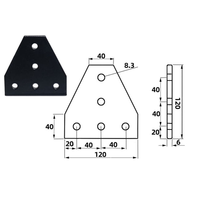 Bgsha 5 Hole Joint Plate Corner Angle Plate Support Connection Strip for3030 4040 2020