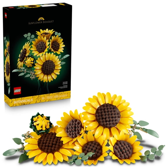 LEGO Botanicals Sunflower Bouquet Building Set for Adults, Ages 18+ - Artificial Flowers for Home Office, Bedroom, or Desk Decor - Gifts for Women & Men - 11502