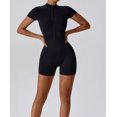 thumbnail image 3 of Women Jumpsuit With Zipper Casual Workout Short Sleeve Rompers Exercise Yoga Tummy Control Bodysuits, 3 of 9