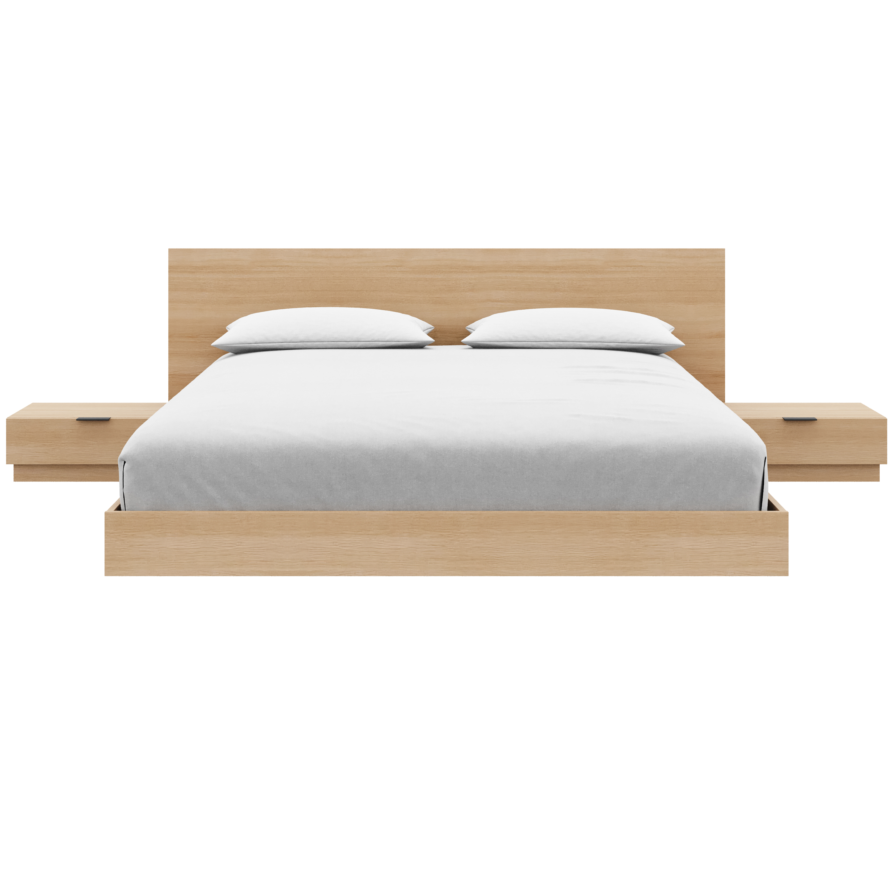 Ensemble de chambre à coucher Satori 4 pièces avec plateforme basse et lit queen en chêne blond naturel