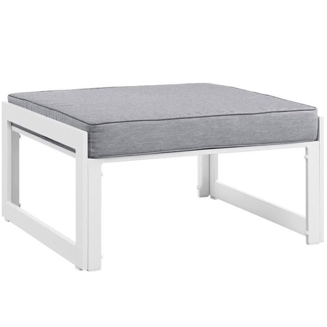 Modway Fortuna Ottomane de Patio Moderne en Aluminium, Fini Blanc/gris
