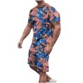 thumbnail image 2 of cllios Mens Independence Day Short Sets 4th of July Short Sleeve Tshirts and Drawstring Short Matching Suits Stars and Stripes Graphic Muscle Tracksuits Sets with Pockets, 2 of 5