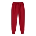 thumbnail image 2 of Sentmoon Lightweight Pants for Summer Women Plus Size Drawstring Elastic Waist Womens Wide Leg Sweatpants Loose Cuffed Hem Solid Color Breathable Gym Pants Fall Fashion for Tropical Vacation Red L, 2 of 7