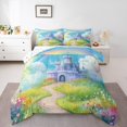 thumbnail image 2 of Erosebridal Rainbow Castle Bedding Sets Twin with Comforter, Fairy Tale Duvet Insert, Spring Flower Reversible Down Comforter, Microfiber Room Decor, 2 Pieces, 2 of 8