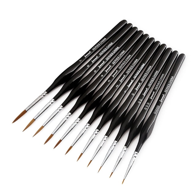 Liquidation & Promo, Miniature Paint Brush Set, 11 Pcs Detail Brushes, Fine Tips, Watercolor Gouache Compatible, Artist Tools, for Craftsmanship, Professional Quality, Studio Art Supplies Hzhnb