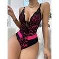 thumbnail image 1 of Classic Sexy Floral Lace Tie Front Teddy Bodysuit, 1 of 5
