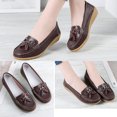 thumbnail image 4 of B91xZ Mocassins à Lacets pour Femmes Décontractés Penny Loafers Rétro Mocassins pour Dames Confort à Enfiler Chaussures Bateau Mode Ballerines Classiques, Coffee 9, 4 of 5