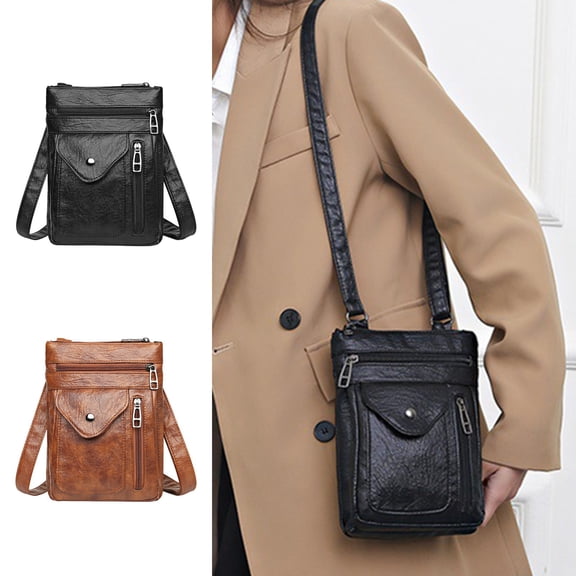 CQCYD 2 Pcs Sac Bandoulière pour Femmes Sac à Main d'Épaule en Cuir PU Petit Sac pour Téléphone Cellulaire Sac Vintage Rétro Texture Sacoche Sac à Main Décontracté Quotidien Sacs Bandoulière pour Femmes 8.66x6.69x1.96 Po