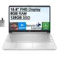 thumbnail image 1 of HP 15.6 FHD Display Laptop Computer, AMD Ryzen 3-3250U Processor(Beats Intel i5-1035G1), 8GB DDR4 RAM, 128GB SSD, AMD Radeon Graphics, HD Webcam, HDMI, Win 10S, Silver, 32GB Hotface USB Card, 1 of 7